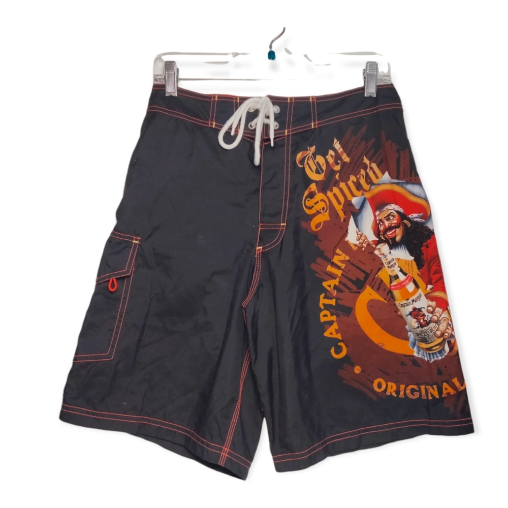 Captain Morgan Board Shorts Mens Size 28 Pirate Rum Swim Trunks
